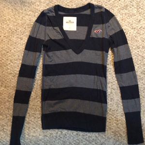 Hollister gray and blue striped sweater.